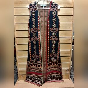 Vintage Southwestern Style Wool Blend Duster Vest Size S/P